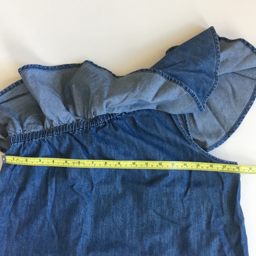 Gap Denim Asymmetrical One Shoulder Ruffle Top - Picture 6 of 6